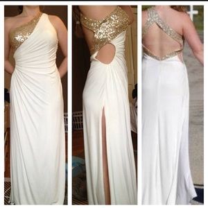 Beautiful gold and white prom dress!